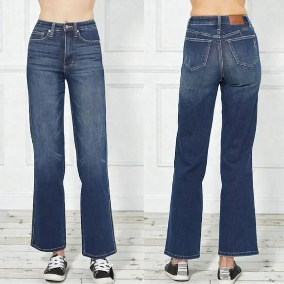 Judy Blue High Rise Tummy Control Classic Straight Jeans Dark Wash NWT - Picture 8 of 15